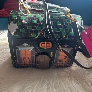 Betsey Johnson Black Halloween House Satchel
